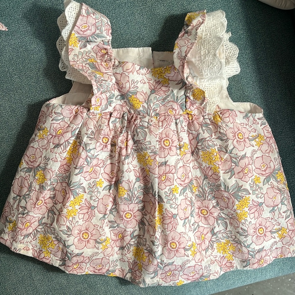 Joie Cotton Baby Dress with Bonnet & Bloomers